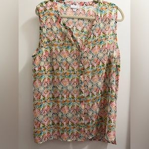 J.JJill Summer to Fall Nearly Sheer Print Sleeveless Tunic Top